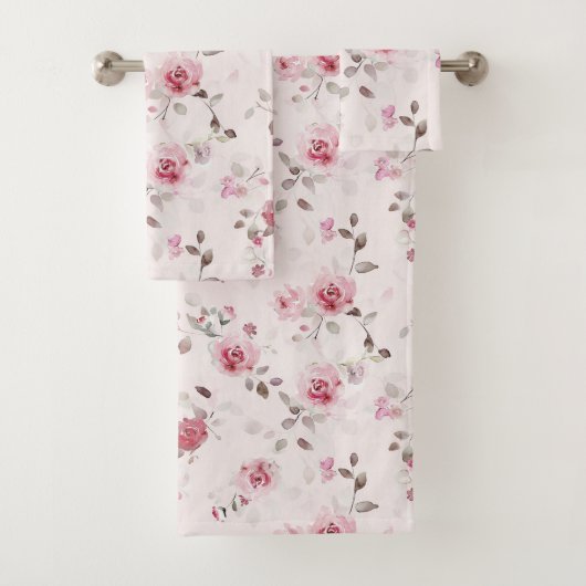 Chic Romantisch Roze Bloemen Bad Handdoek (Insitu)
