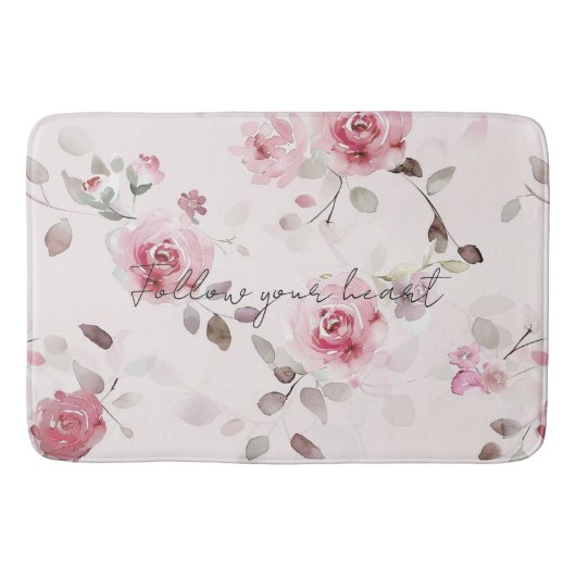 Chic Romantisch Roze Bloemen Badmat (Voorkant)
