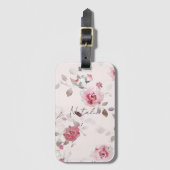 Chic Romantisch Roze Bloemen Bagagelabel (Voorkant (verticaal))