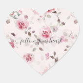 Chic Romantisch Roze Bloemen Hart Sticker (Voorkant)