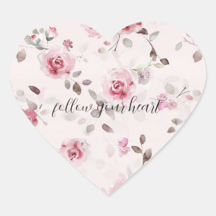 Chic Romantisch Roze Bloemen Hart Sticker