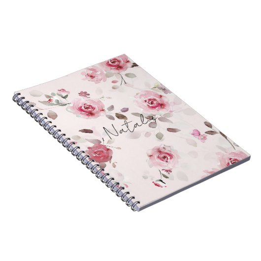 Chic Romantisch Roze Bloemen Notitieboek (Rechterzijde)