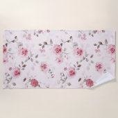 Chic Romantisch Roze Bloemen Strandlaken (Voorkant)
