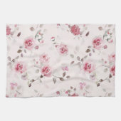 Chic Romantisch Roze Bloemen Theedoek (Horizontaal)