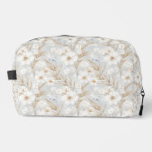 Chic Romantisch Wit Bloemen Blauwe Vlinders Toilettasje (Voorkant)