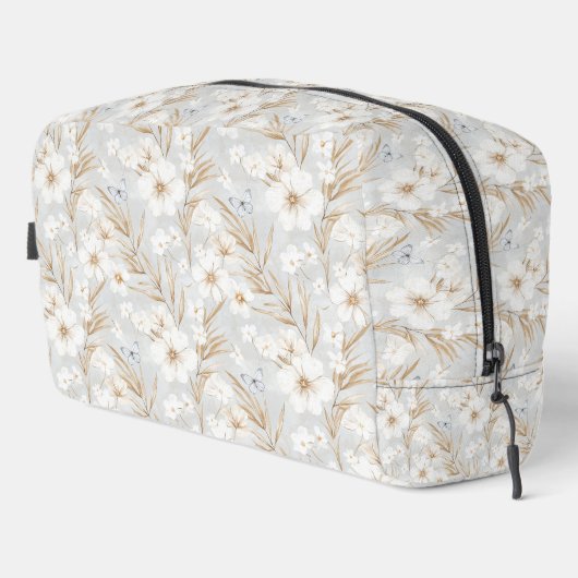 Chic Romantisch Wit Bloemen Blauwe Vlinders Toilettasje (Rechterhoek)