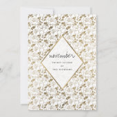 Chic romantisch wit goud bloemen luxe bruiloft kaart (Achterkant)