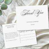 Chic Romantisch Zwart Wit Script Wedding Dank u Briefkaart