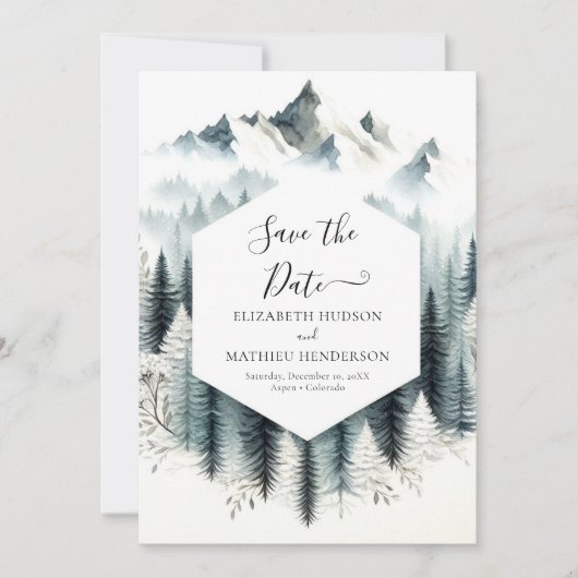 Chic Romantische berg bruiloft Save The Date (Voorkant)