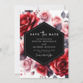 Chic Romantische Crimson Red Wedding Save The Date (Voorkant)