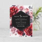 Chic Romantische Crimson Red Wedding Save The Date (Staand voorkant)
