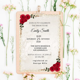 Chic Romantische Red Roses & Gold Foil Vrijgezelle Kaart