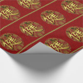 Chic Rood en Goud Chinees Nieuwjaar Wrapping Paper Cadeaupapier (Hoek)