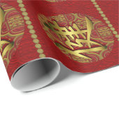 Chic Rood en Goud Chinees Nieuwjaar Wrapping Paper Cadeaupapier (Rol Hoek)