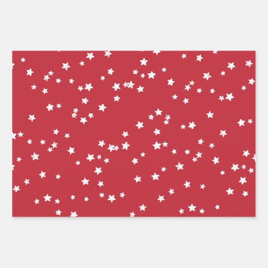 Chic Rood en Goud Vrolijk Kerstlicht & Sterren Inpakpapier Vel (Voorkant 3)