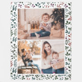 Chic rood en groen vakantie botanische foto collag fleece deken (Voorkant)