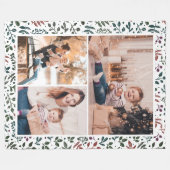 Chic rood en groen vakantie botanische foto collag fleece deken (Voorkant (Horizontaal))