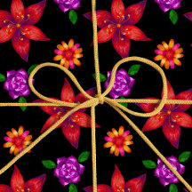 Chic rood en zwart tropisch exotisch bloemmotief