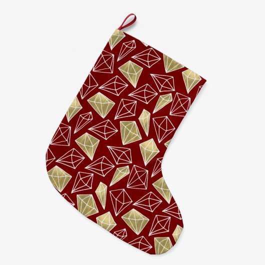 Chic Rood Goud Diamanten Kerstmis Grote Kerstsok (Voorkant (Hangend))