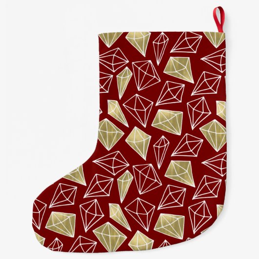 Chic Rood Goud Diamanten Kerstmis Grote Kerstsok (Achterkant)