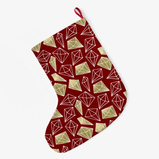 Chic Rood Goud Diamanten Kerstmis Grote Kerstsok (Achterkant (Hangend))