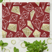 Chic Rood Goud Diamanten Kerstmis Theedoek (Gevouwen)