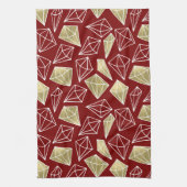 Chic Rood Goud Diamanten Kerstmis Theedoek (Verticaal)