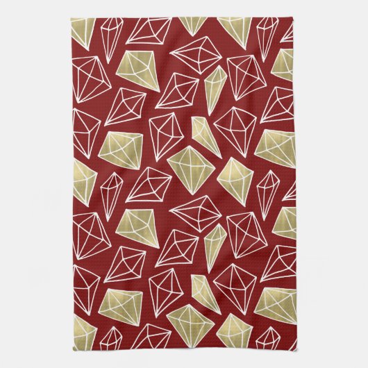 Chic Rood Goud Diamanten Kerstmis Theedoek (Verticaal)