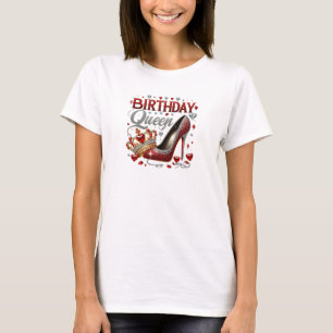 Chic rood goud en zilver glitter verjaardag koning t-shirt