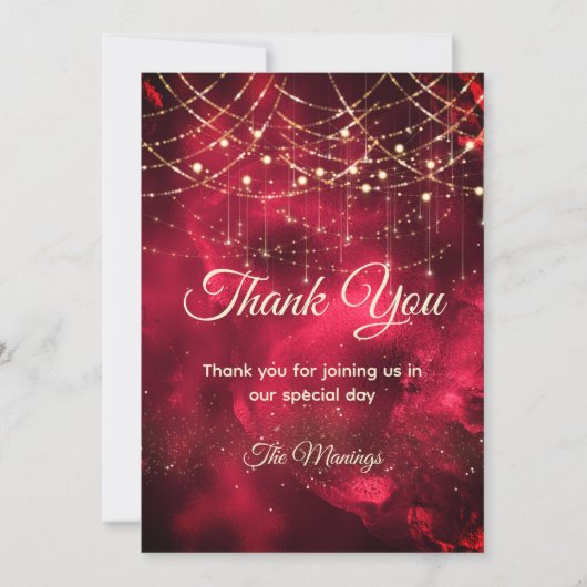 Chic rood goud vakantie lichten dank u kaart (Voorkant)