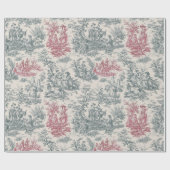 Chic  rood grijs toile de jouy bedrukt cadeaupapier (Vlak)