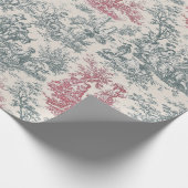 Chic  rood grijs toile de jouy bedrukt cadeaupapier (Hoek)