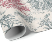 Chic  rood grijs toile de jouy bedrukt cadeaupapier (Rol Hoek)