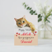 Chic Rood Hart schattig mama cat Valentijnsdag kaa Feestdagenkaart (Staand voorkant)