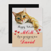 Chic Rood Hart schattig mama cat Valentijnsdag kaa Feestdagenkaart (Voorkant / Achterkant)