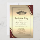 Chic Rood Lijst, Afstudeerdop Goud Afstuderen Kaart (Voorkant)