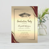 Chic Rood Lijst, Afstudeerdop Goud Afstuderen Kaart (Staand voorkant)