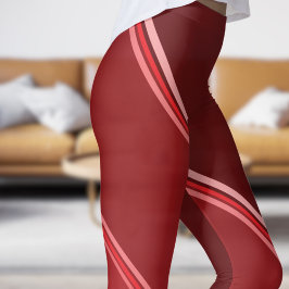 Chic Rood onder Grijze Banden Print Leggings