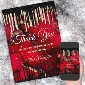 Chic rood zwart druppelende glitter monogram bedan kaart