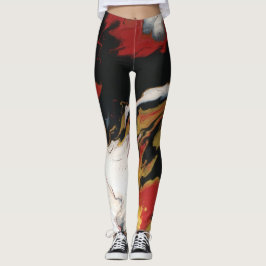 Chic Rood Zwart & Goud Leggings