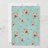 Chic Roos Blauw Vintage bruiloft Kaart (Achterkant)