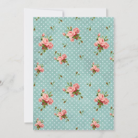 Chic Roos Blauw Vintage bruiloft Kaart (Achterkant)