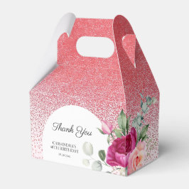 Chic Roos Bloemen Rode Glitter Verjaardag Bedankdoosjes