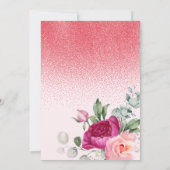 Chic Roos Bloemen Rode Glitter Verjaardag Kaart (Achterkant)