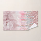 Chic roos blush gold glitter druppelt monogram bad handdoek (Handdoek)