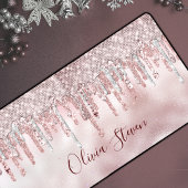 Chic roos blush gold glitter druppelt monogram bureaumat