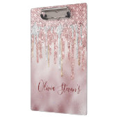 Chic roos blush gold glitter druppelt monogram klembord (Links)
