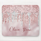 Chic roos blush gold glitter druppelt monogram muismat (Voorkant)