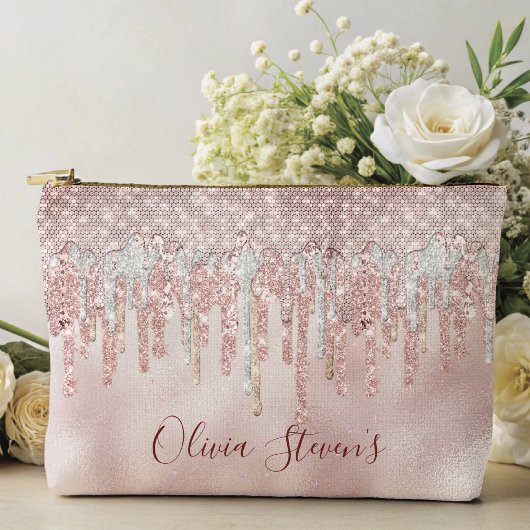 Chic roos blush Gold glitter druppelt monogram not Etui