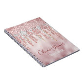 Chic roos blush Gold glitter druppelt monogram not Notitieboek (Rechterzijde)